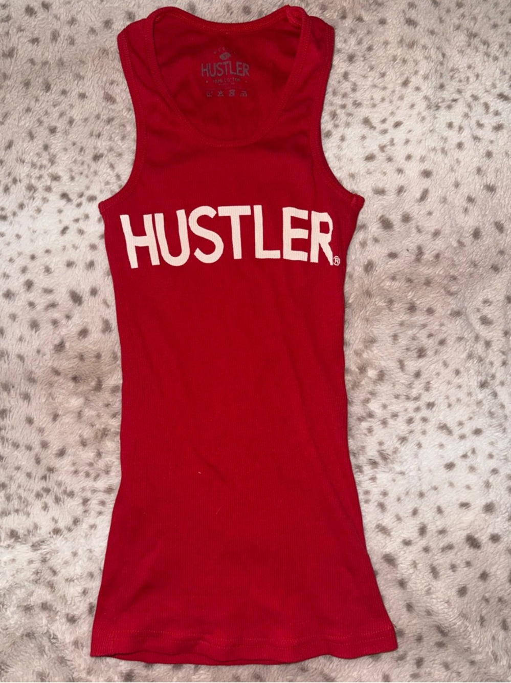 Y2K Hustler Red Ribbed Logo Tank Top